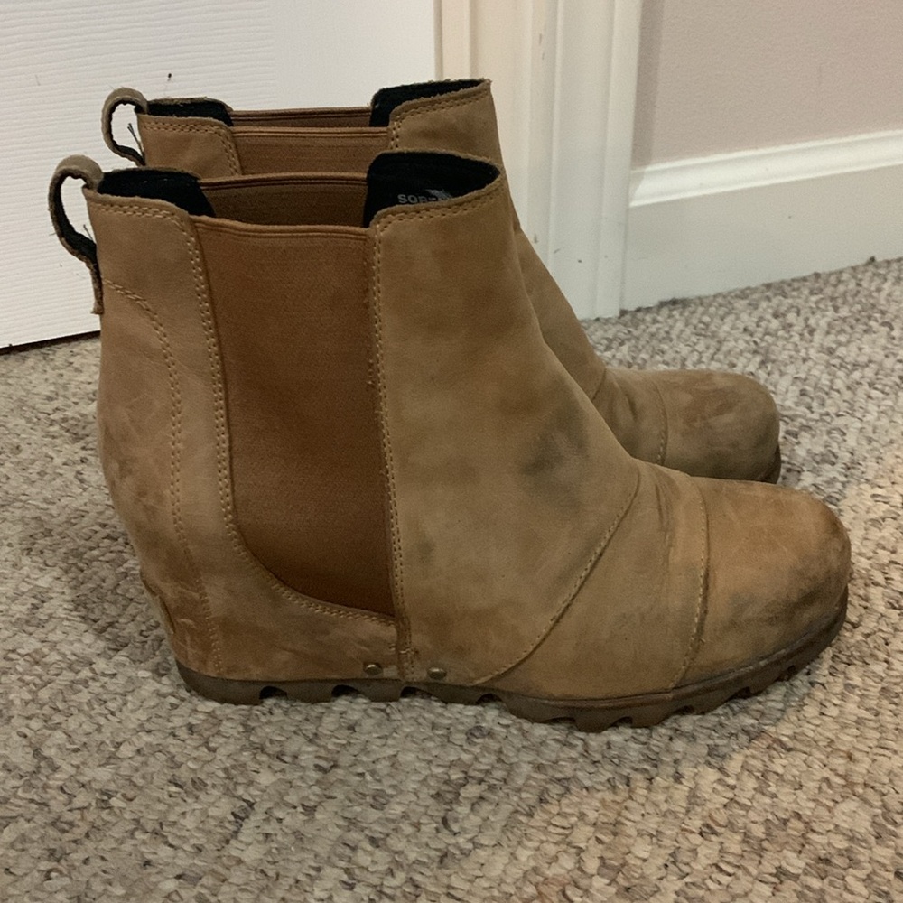 Sorel tan Joan of Artic wedge fall pull on boots sz 9 - Picture 2 of 7